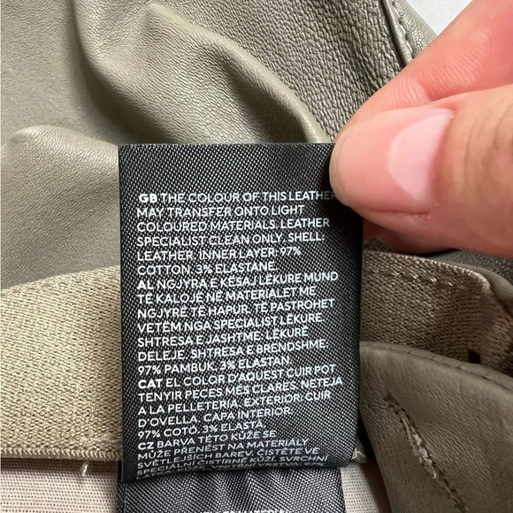 H&M Khaki Green Sage 100% Genuine Leather Leggings Pants Sz US 6 Eu 38 RRP $329 - Picture 13 of 13